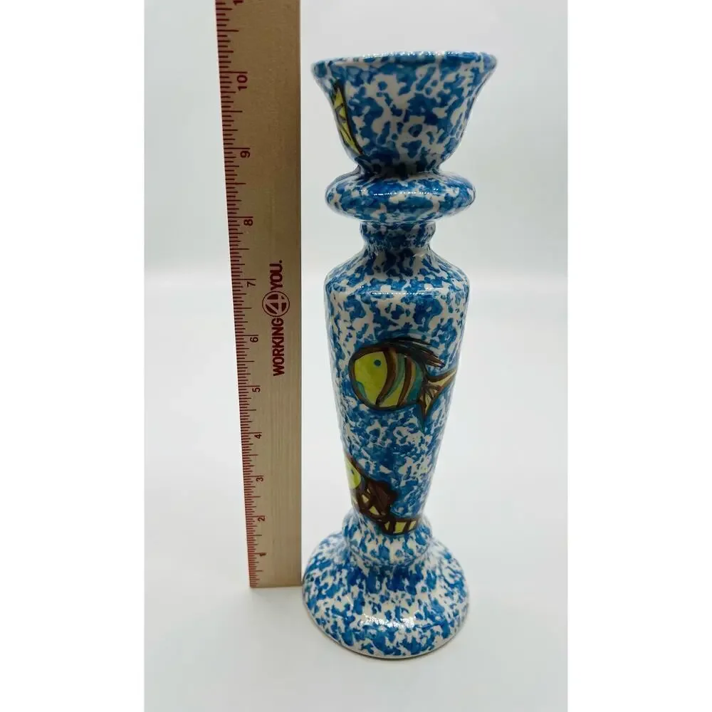Wynne Noble SIGNED Hand Painted Evandale Porcelain votive candlestick